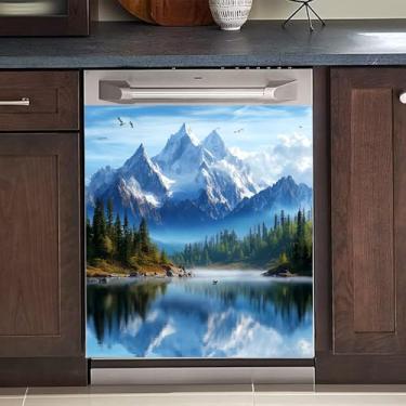 Imagem de BVBOX Capa magnética para lava-louças 58 cm L x 66 cm A, capas magnéticas reutilizáveis de geladeira, ímãs de lava-louças capa decorativa para porta de geladeira painel adesivos para eletrodomésticos