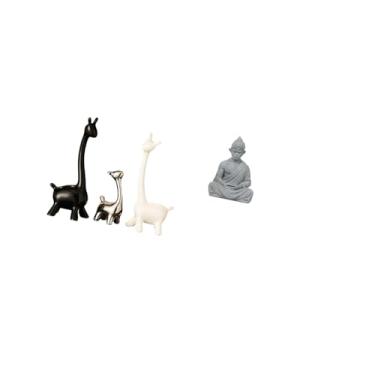 Imagem de Fenteer Estátua de Buda Moderna de Cerâmica, Girafa E Macaco, Peça Central de Mesa Criativa, Estatueta Colecionável para Decoração de Escritório, Quarto E Hot