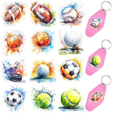 Imagem de 60 peças de papéis de transferência de chaveiro UV DTF - Decalques de vinil para chaves e etiquetas de bagagem, desenhos engraçados com revestimento resistente a arranhões, papéis de transferência