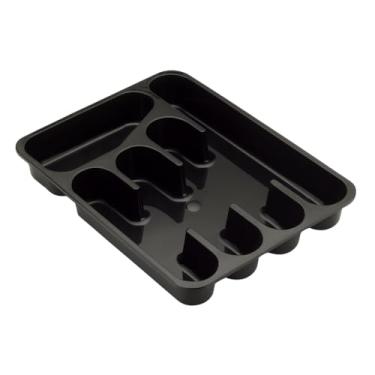 Imagem de Porta Talher 5 Divisórias Organizador Separador De Gaveta De Cozinha Utensílios Resistente Cores (Preto)