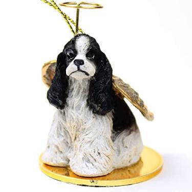 Imagem de Ornamento de anjo de animal de estimação preto e branco Cocker Spaniel