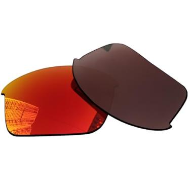Imagem de Acefrog Lentes de reposição polarizadas de 1,5 mm para óculos de sol Oakley Flak Jacket OO9008 63 mm, material atualizado, resistente a impactos - espelhado polarizado vermelho fogo - 1,5 mm