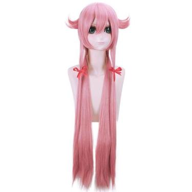 Imagem de Peruca de cosplay de anime com 100 cm de comprimento, cabelo rosa liso