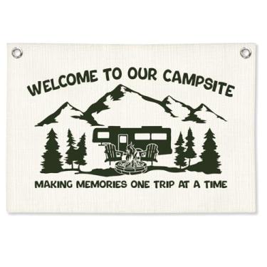 Imagem de STHTTSW Decoração de sala de aula de acampamento, impressão de banner de lona para pendurar na parede, bem-vindo ao nosso acampamento, sala de aula, decoração de arte de parede para crianças, berçário