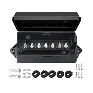 Imagem de Sandfren Caixa de junção de reboque de 7 vias, caixa de fiação elétrica de 7 pinos resistente à prova de intempéries, refiação automotiva para trailer leve, universal para motorhomes