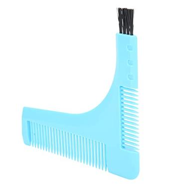 Imagem de Zhjvihx Pente Modelador de Barba, Modelador de Barba, Formato Exclusivo para Aparar a Linha do Cabelo Facial para Sua (Azul)