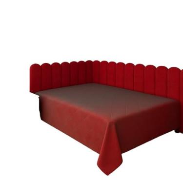 Imagem de Cabeceira Estofada Premium em Suede Formato L 45x20 cm | Modular para Cama Box Casal, Queen e King | MDF + Espuma(VERWLHO,SOLTEIRO - 14 MÓDULOS)