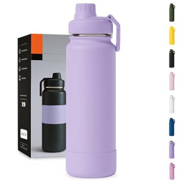 Imagem de Garrafa Térmica 1000ML - Duplamente Isolada, Aço Inox 304, Base Emborrachada Anti Derrapante, Mantém Bebidas Quentes por 12 Horas e Geladas por 24 Horas (Lilás Slin)