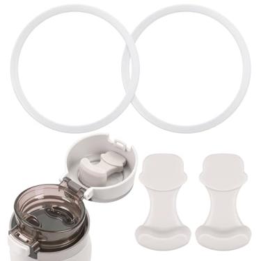 Imagem de 2 peças de rolha de substituição compatíveis com Simple Modern e 2 peças de anel de vedação transparente para garrafa de água Mesa Loop - peças de reposição de silicone compatíveis com garrafa de água