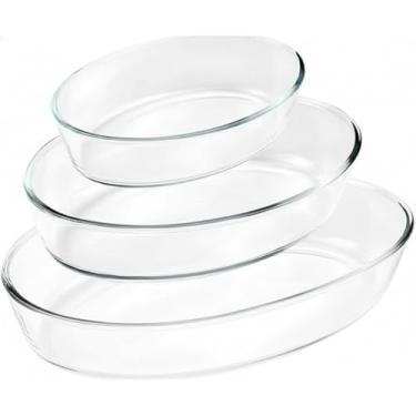 Imagem de Travessas Ovais de Vidro para Servir 3 Peças