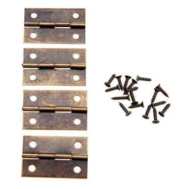 Imagem de 4 pcs 34x22mm Bronze antigo/gabinete de ouro articulação acessórios de mobília caixas de presente de madeira porta decorativa dobradiça móveis acessórios YYDFPIIA (Color : Bronze)