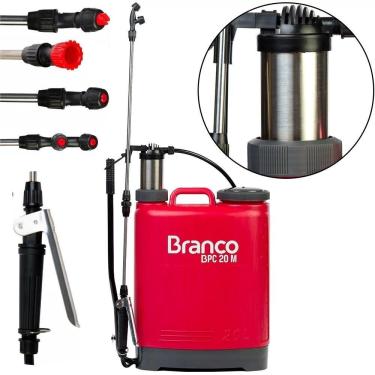 Imagem de Pulverizador Manual Costal Branco Bpc20m 20l Pistão Metálico 4 Bicos