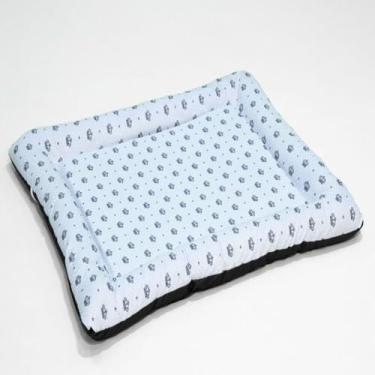 Imagem de Colchonete Pet Retangular Grande, Impermeável, em Tricoline 100% Algodão, com Zíper, 80 x 100 cm, para Cães e Gatos (Realeza Azul Bebê)