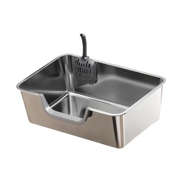 Imagem de Fxzqgnh Caixa de Areia para Gatos, Banheiro para Gatos, Entrada Superior Semi-fechada com Frente Rebaixada para Gatos Pequenos E Grandes, Caixa, S