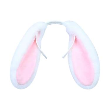 Imagem de Tiara de orelha de coelho Páscoa coelho fantasia de coelho faixa de cabelo orelhas de pelúcia longas faixa de cabeça animal cosplay argola de cabelo orelhas peludas acessório de cabelo fantasia de