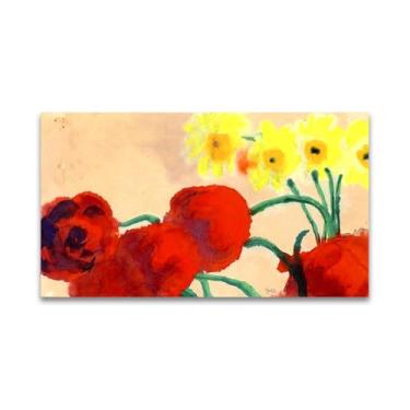 Imagem de RYLJCZ Pinturas famosas abstratas. Pôsteres e impressões de arte de Emil Nolde (Moonflowers). Reprodução em tela. Quadro decorativo para sala de estar. (60 x 100 cm (23,8 x 49,8 polegadas/sem moldura)