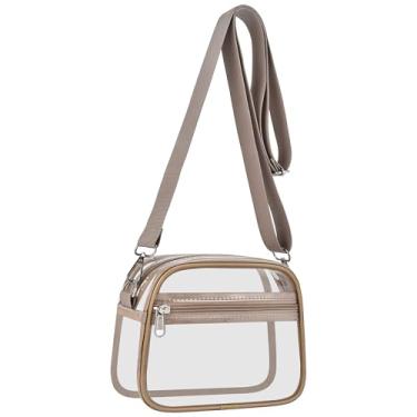 Imagem de USPECLARE Bolsa transparente para eventos em estádios, bolsas transparentes para fãs de esportes, bolsa transversal transparente para shows e festivais, Caqui, Large