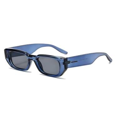 Imagem de Óculos de sol femininos, tendência, leopardo, masculino, retrô, quadrado, óculos de sol, moda masculina, tons degradê, uv400 (azul, cinza)