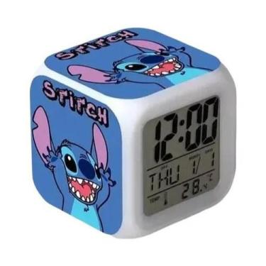 Imagem de Despertador Digital LED Colorido Disney Stitch Para Crianças, Portátil