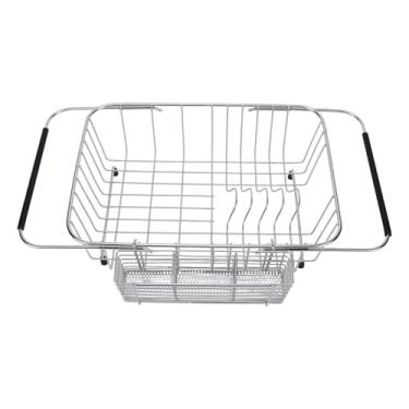 Imagem de Generic Racks de Pratos de Pia Expansíveis, Cesta de Drenagem de Rack de Secagem de Pratos de Aço Inoxidável para Balcão de Cozinha Com Suporte de Talheres, Design Dobrável Cabe Em Pias