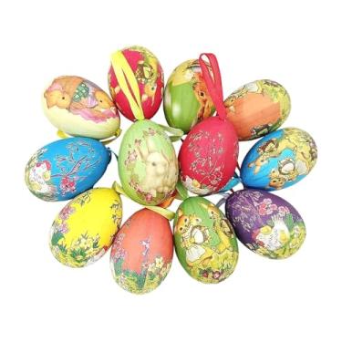 Imagem de rockible Conjunto de 12 Ovos de Páscoa para Pendurar - Decoração de Páscoa para Artesanato DIY E Jardim