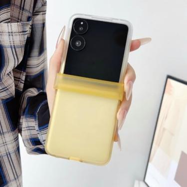 Imagem de Capa fosca translúcida com efeito gradiente e toque suave para Samsung Galaxy Z Flip 7 6 5 4 3 7fe 5g Flip7 Flip6 em cores vibrantes (para Galaxy Z Flip4/Branco-Amarelo)