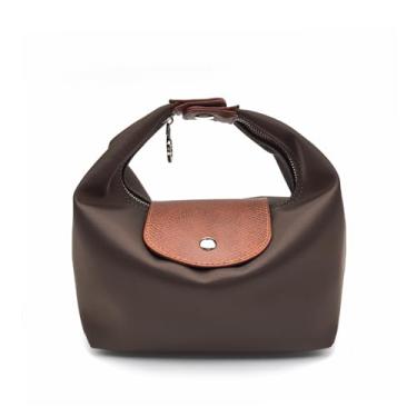Imagem de Qiannaura Mini lancheira conversível feminina pequena bolsa axila com 2 tiras, fecho de zíper design minimalista de bolinhos - café