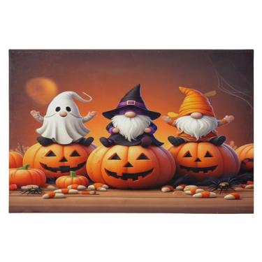 Imagem de CEBUGI Tapete de área 60 x 90 cm, macio, lavável, antiderrapante, com suporte de borracha, gnomos, abóboras, para sala de estar, quarto, decoração de casa