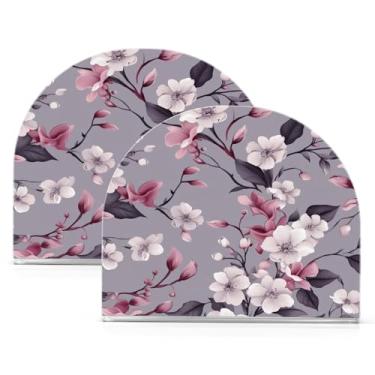 Imagem de Wassud Porta-guardanapos de acrílico de flor violeta, dispensador de guardanapo de papel moderno em forma de U para mesa, cozinha, sala de jantar, bancada 2 peças (comporta 50-60 guardanapos)