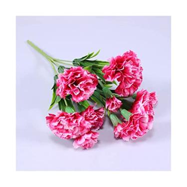 Imagem de LMJYU Arranjo floral elegante: buquê de seda de cravo realista para decoração de casa e festas