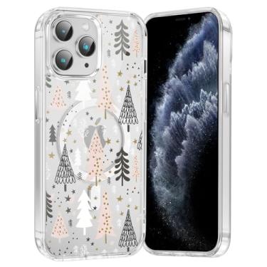 Imagem de RUMDEY Capa de celular Merry Christmas Tree para iPhone 11 Pro, capa magnética transparente de 5,8 polegadas, compatível com Magsafe, capa com design de padrão de inverno fofo à prova de choque macio