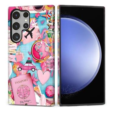 Imagem de DAIZAG Capa para Samsung Galaxy S24 Ultra, linda capa de telefone para meninas e mulheres, capa protetora resistente a arranhões à prova de choque - colagem de mapa do mundo de viagens de férias