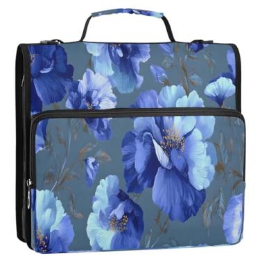 Imagem de CEBUGI Fichário de 3 anéis com zíper com alça de ombro, pasta de arquivo expansível de 3,8 cm, anéis D, para escola, escritório, flores