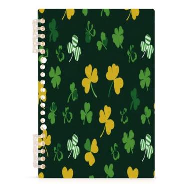 Imagem de Burbuja Caderno St. Patrick Clover, papel pautado universitário A5 com 60 folhas, fichário para escritório, 1 pacote