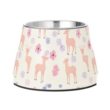 Imagem de Burbuja Tigela de aço inoxidável para comida e água para cães de veado flocos de neve, antiderrapante para cães médios e gatos, 590 ml