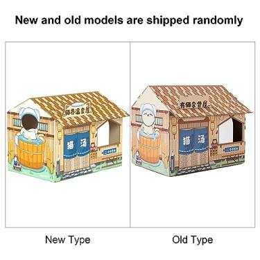 Imagem de Naroote Casa para Gatos Com Erva-de-gato, Durável, Leve, de Papelão, para Brincar, Promove a Saúde das Patas e Instintos Naturais, Ideal para Proprietários de Gatos (Casa de águas termais)