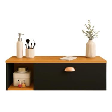 Imagem de Penteadeira ContemporâNea Para Montagem Na Parede Com Nicho E Prateleiras – Inclui Espelho E Gavetas(SEM ESPELHO PRETO (OR))