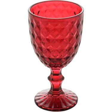 Imagem de Conjunto de Taças Diamond vermelho, 6 Peças em Vidro Texturizado, Design Clássico em Vermelho Rubi, para Bebidas e Sobremesas