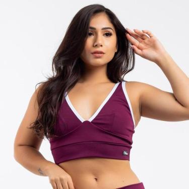 Imagem de Top Academia Fitness Decote V Zero Transparência Viére, Vinho, P