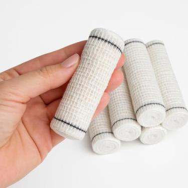 Imagem de Kit 12 Faixa Curativo Atadura Crepe 13 Fios 100% Algodão Qualidade Aprovada Anvisa (10cm x 1,80m)