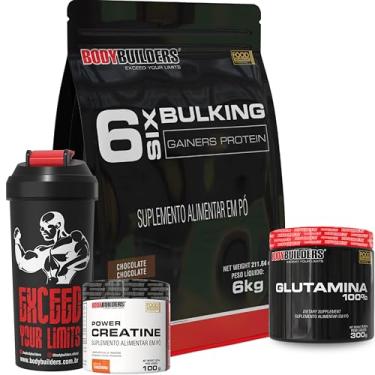 Imagem de Kit Bulking Protein Chocolate 6kg + POWER Creatina 100g + Glutamina 300g + Coqueteleira - Bodybuilders