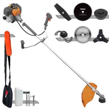 Imagem de Aparador de Grama Completo Tekna RL520-P À Gasolina 2T 52cc 10.000rpm 2HP de Potência Com Kit 4 Lâminas de Corte, Trimmer e Carretel de Nylon