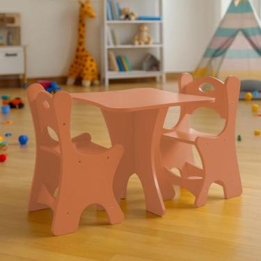 Imagem de Mesa Infantil com 2 Cadeiras Elise para Criança Atividade Escola Crech