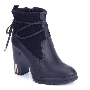 Imagem de Bota feminina ramarim 23-60104 ankle boot amarração, Preto, 38