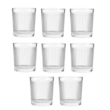 Imagem de Jogo 8 Copo De Vidro Transparente Down Line 360ml Em Casa Tem
