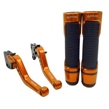 Imagem de Kit Manete E Manopla Pegasus Stark Moto Ybr Factor 125 Lona, Laranja