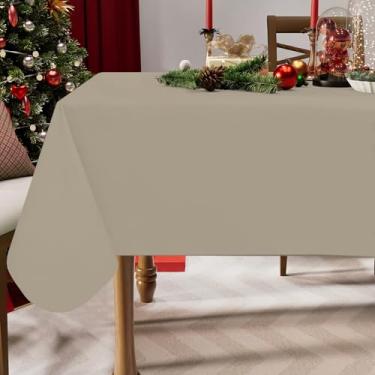 Imagem de homing Toalha de mesa retangular de vinil, toalha de mesa à prova d'água de plástico à prova de derramamento, toalha de mesa para jantar, festas de buffet e acampamento (taupe, 132 x 178 cm)