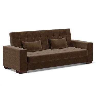 Imagem de Sofá Cama Decorativo 210Cm Beesley Suede Marrom - Gran Belo
