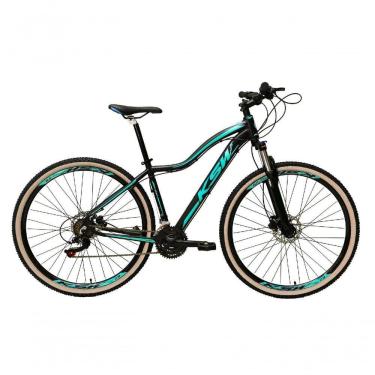 Imagem de Bicicleta Aro 29 Ksw Mwza Feminina 27v Aluminio Freio A Disco Hidráulico K7 Garfo Com Trava preto-Azul Tam: 15
