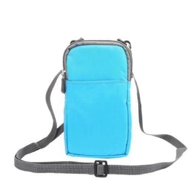 Imagem de Bolsa tiracolo pequena para mulheres bolsa de telefone com alça ajustável mini capa de telefone transversal para uso diário, azul celeste, tamanho único